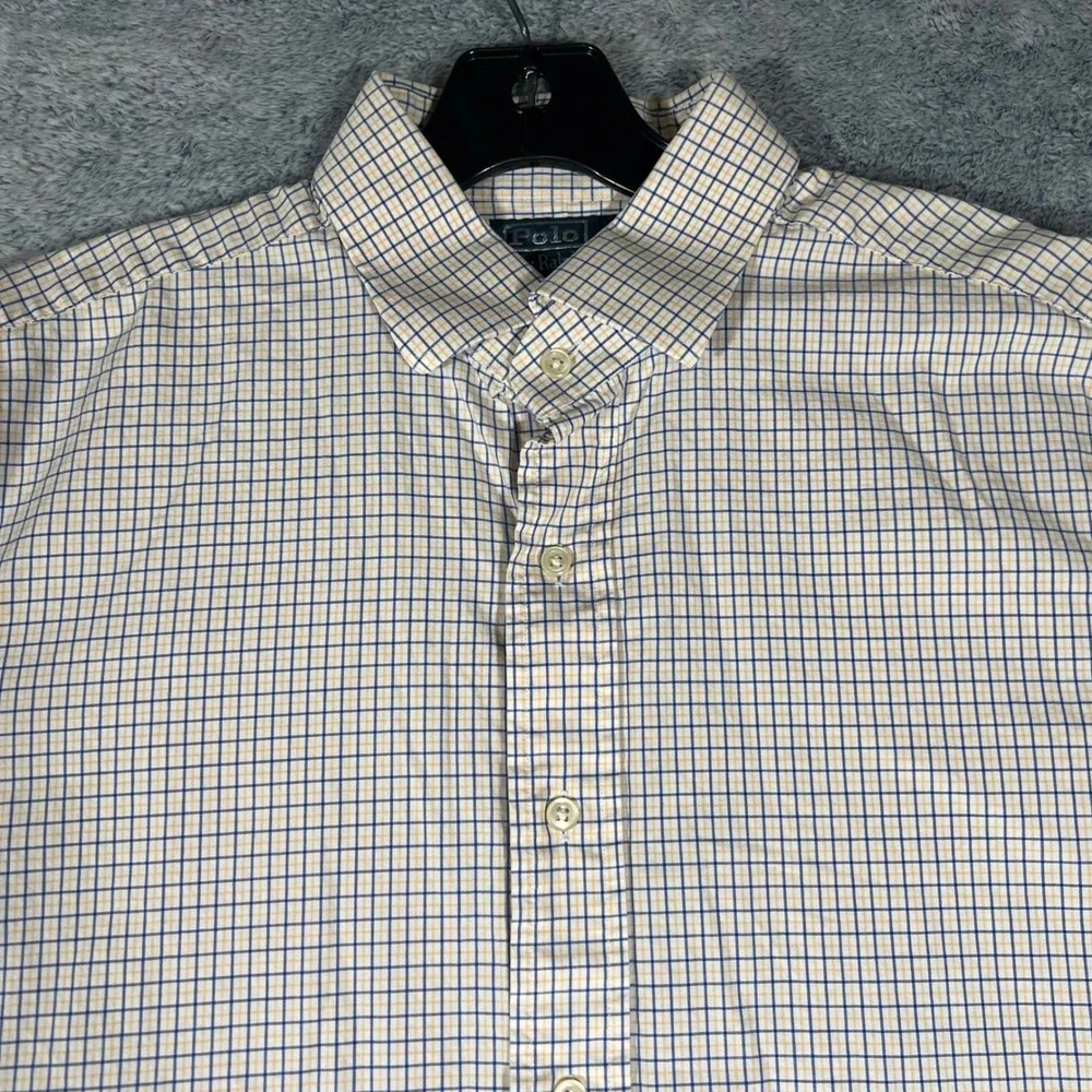 Polo Ralph Lauren Regent Classic Fit Check Shirt Mens 16.5 34/35 Blue Orange